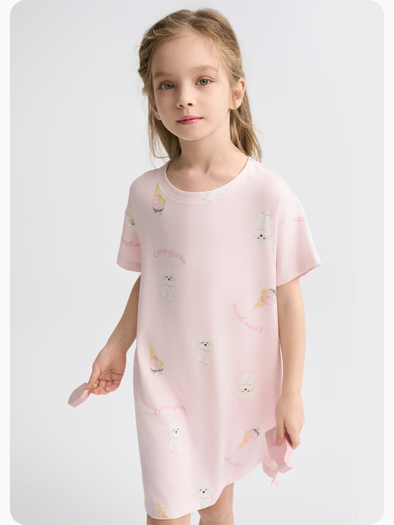 AIMER KIDS Girls' Pajama Set, Milk Skin Fabric, 3A Antibacterial, Summer Short-Sleeve Loungewear, Children's Sleepwear, Pink Bear, Size 140 11