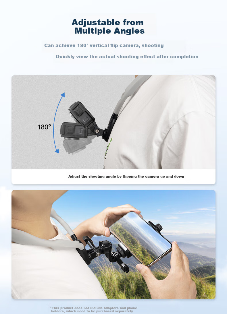 BIAZE Neck Strap Mount Compatible with DJI Action 6/5pro/4/nano, GoPro 13/12 Accessories, Outdoor Cycling Vlog Shooting, Insta360 Ace Pro 2 Action Camera 8