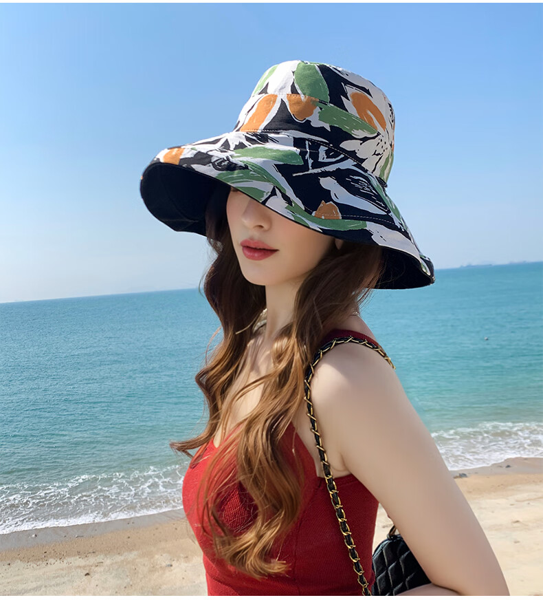 GLO-STORY Women's Sun Hat, Wide Brim Double-Sided Fisherman Hat, Casual Sun Hat, Outdoor Face-Covering UV Protection Hat for Wome 4