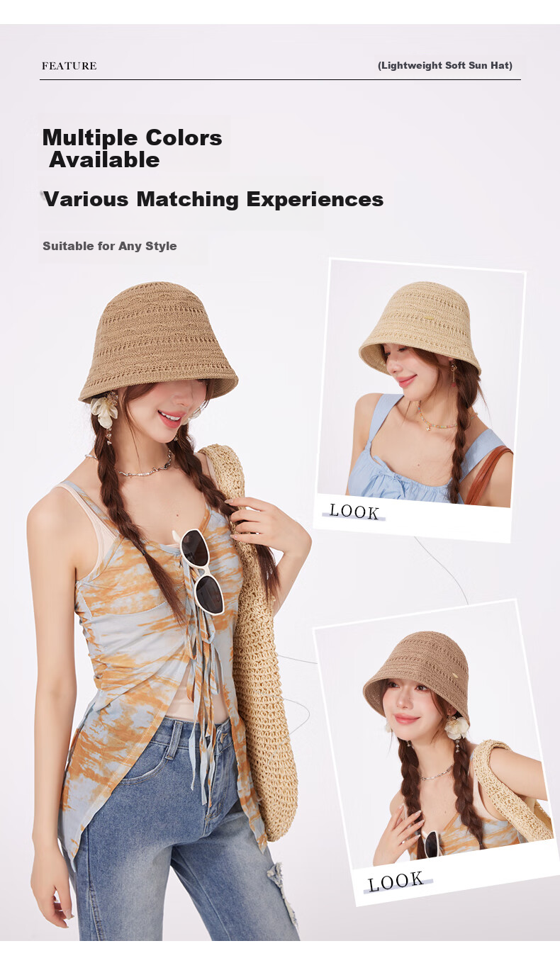 CACUSS Women's Summer Sun Hat, UV Protection, Beach Fishing Hat, Foldable, Khaki 4