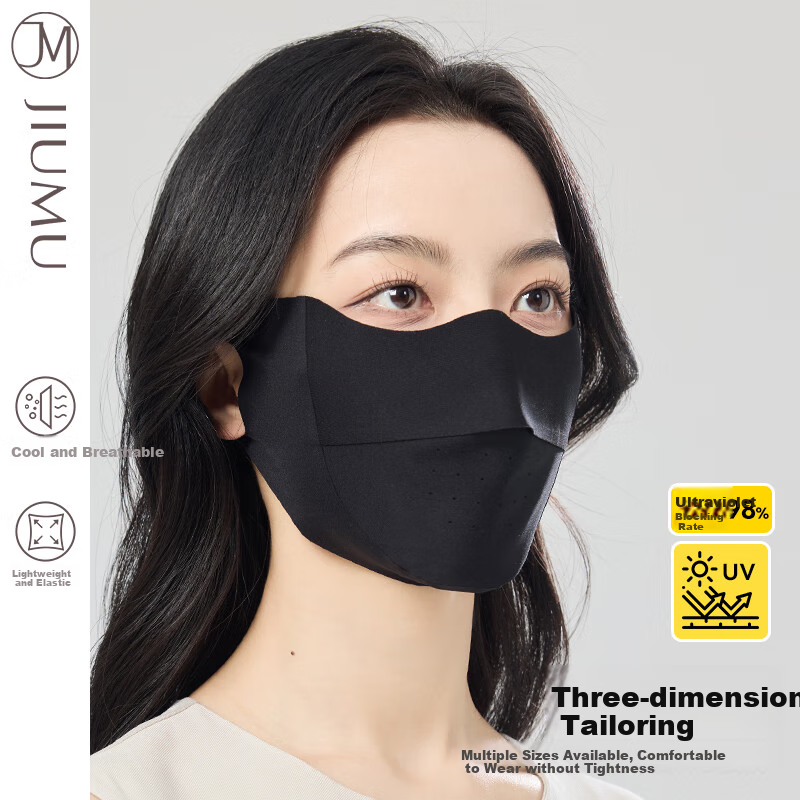 JIUMU Ice Silk Sun Protection Face Mask for Men And Women, Summer UV Protection, Sunshade, Cycling, 3D Eye Protection, Full Face UV Protection Mask