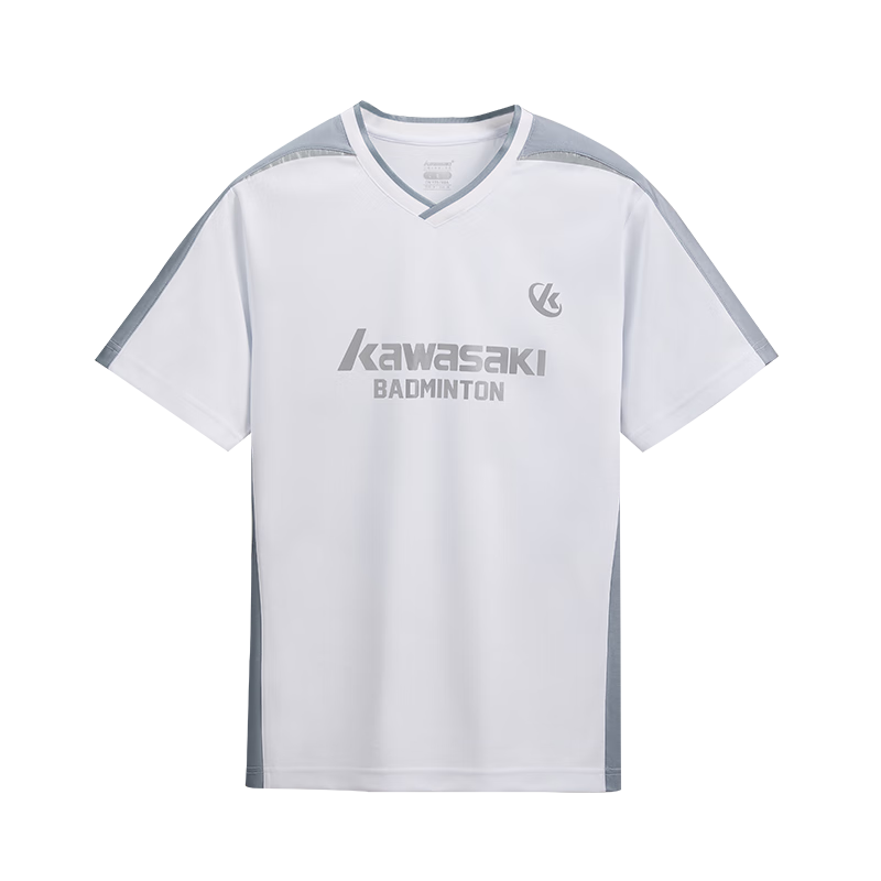 KAWASAKI Men's Badminton Sports Short Sleeve T-Shirt Quick-Dry Breathable Casual C1026 Gray XL
