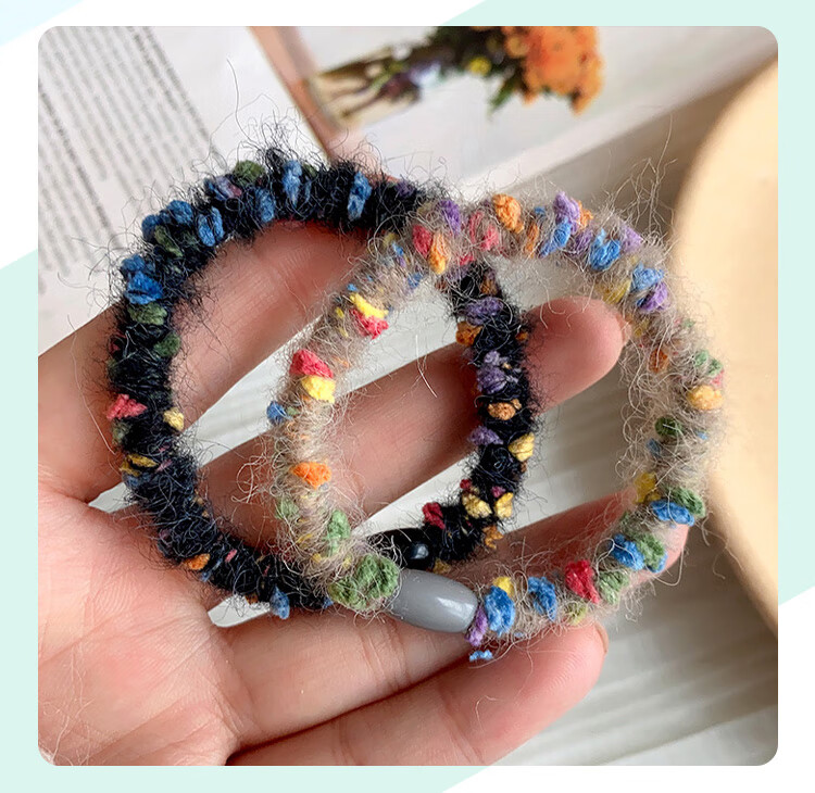 CHIMERA 10-Pack High Elasticity Forest Style Colorful Polka Dot Wool Hair Ties Simple Hair Bands for Women New Year Gift 4