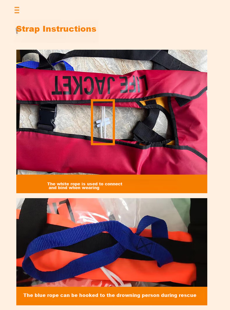 ASORAIN Red Automatic Inflatable Life Jacket, Professional Fishing Rescue Boat, Thickened Portable Foldable Equipment with High Buoyancy Vest 6