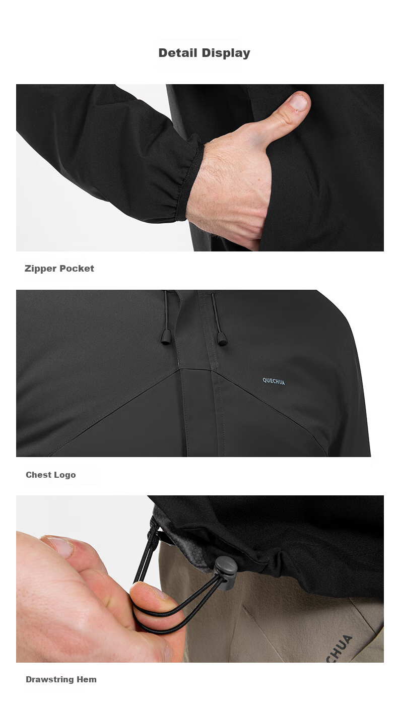 DECATHLON Men's Autumn Thin Jacket, Windproof, Waterproof, Outdoor Clothing, QUMM2838433-2XL 9
