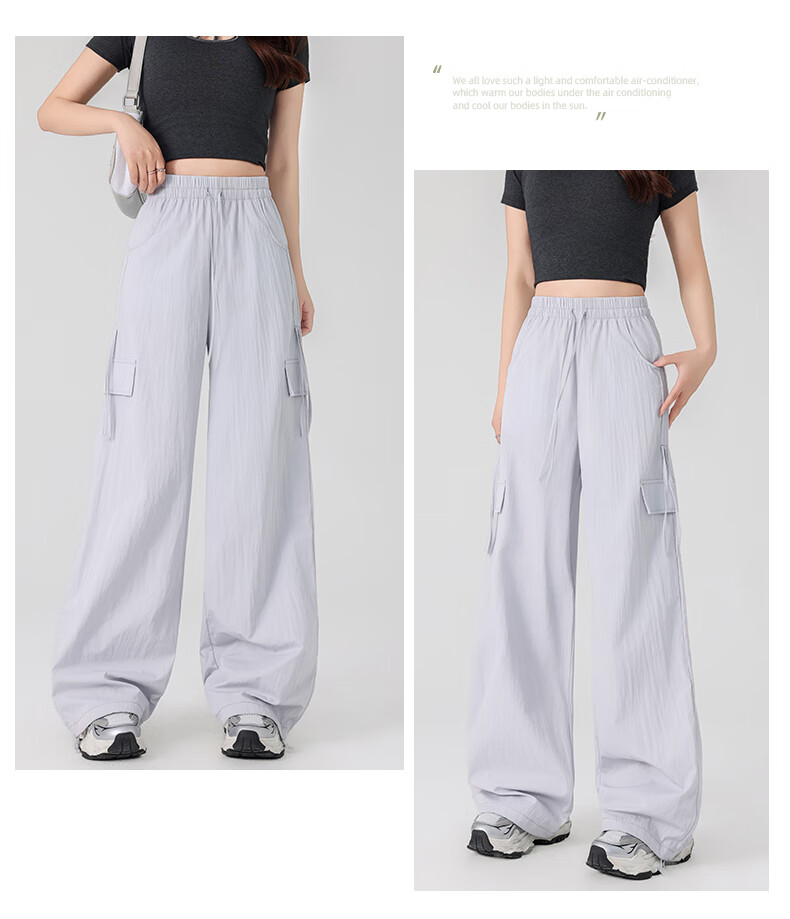 LangSha Women's Cargo Pants with Drawstring for Petite Figures, Lightweight Summer 2025 Butterfly Bow Casual Quick-Dry Trousers Paratrooper Pants 17