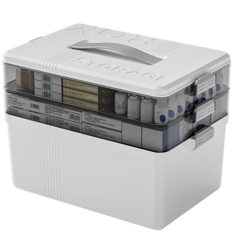 JEKO&JEKO Large Household Medicine Box Multifunctional Medical Storage Case Family First Aid Kit Simple White 3-Layer