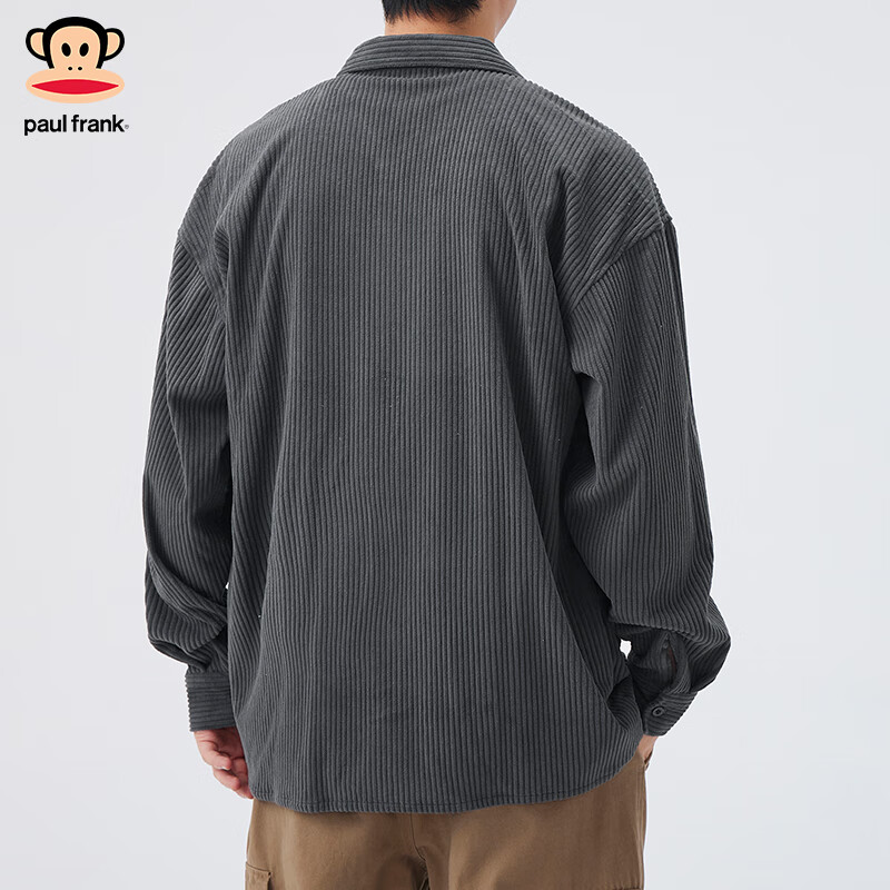 Paul Frank Men's Shirt, Spring And Autumn Fashion Casual American Trendy Brand Shirt, Loose Versatile Top for Men, Dark Gray, M