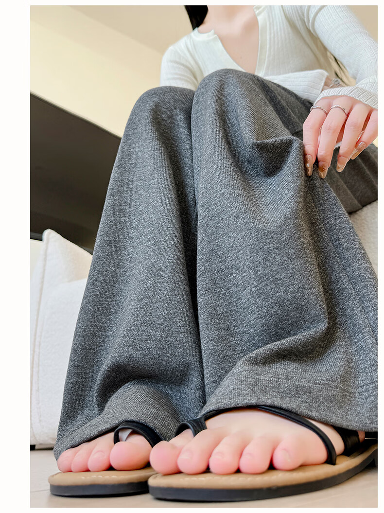 FitonTon Women's Horizontal Striped Knit Towel Pants, New Spring And Summer Style, Slimming Straight-Leg Sweatpants, Casual Lazy-Style Trousers 11