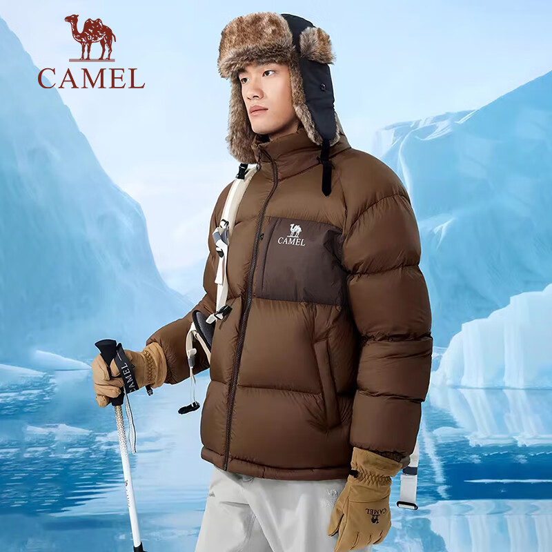 CAMEL Winter Outdoor down Jacket for Men And Women, Couples Style, Water-Repellent, Thickened, Warm Puffer Coat A34CF00804B