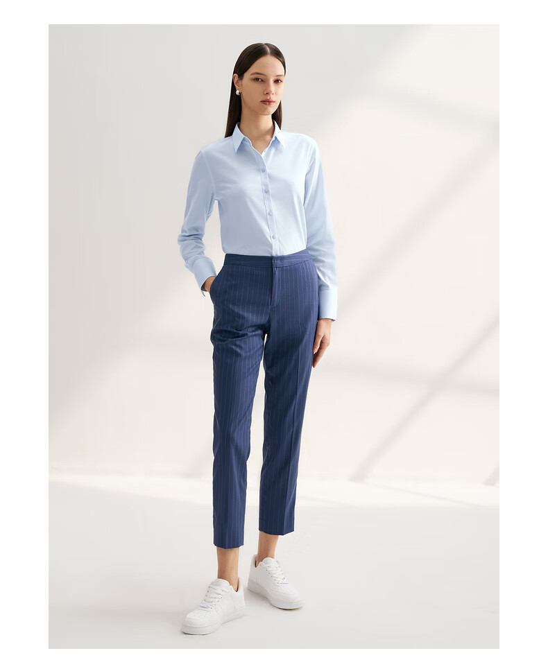 G2000 [With Free Bow] Women's Skin-Friendly Cotton Spring And Summer Long-Sleeve Shirt, White, Size 38 8