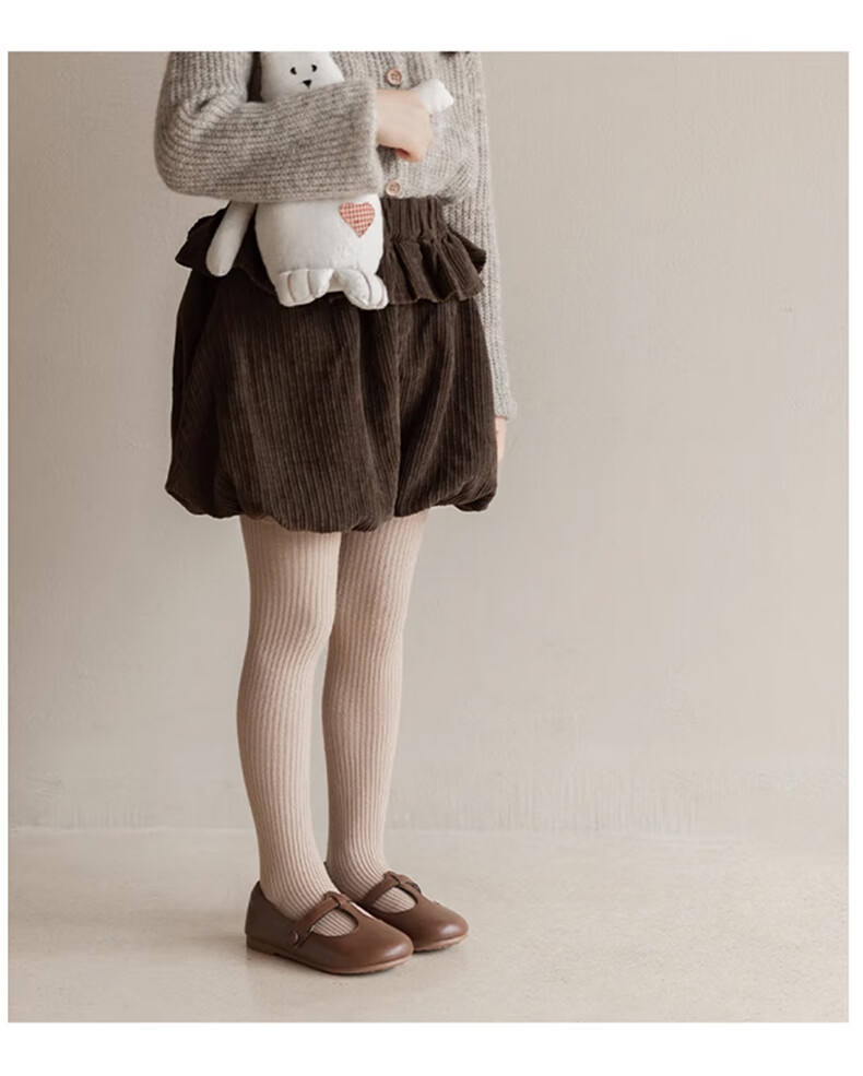 Bejirog Kids Girls White Spring Autumn Warm Tights Elastic Outerwear Versatile Nine-Point Leggings 4