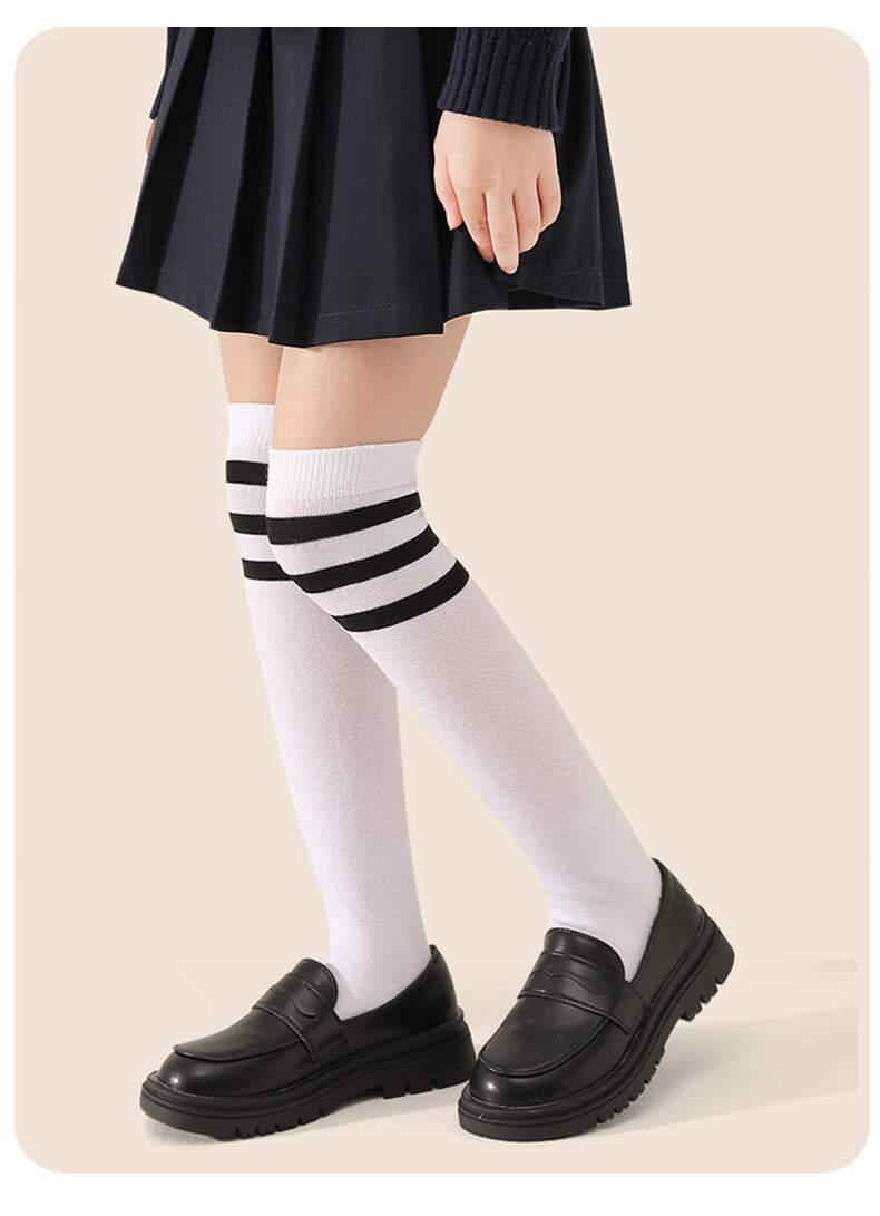 Aibaoshi Children's Socks, Preppy Style Long Socks, Student Soccer Socks, Mid-Calf Socks for Boys And Girls, Over-Knee Socks, 3 Pairs, 35cm T168 10