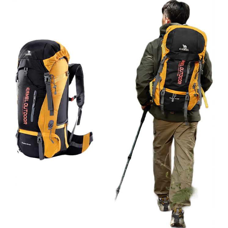 CAMEL Hiking Backpack for Men And Women, Outdoor Trekking Camping Rucksack, Large Capacity Multifunctional Travel Bag 7S3AC3034A Black