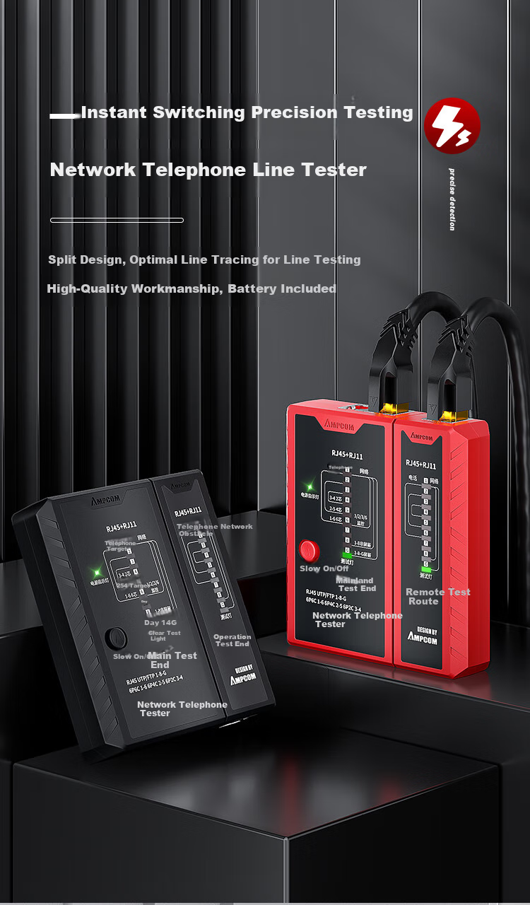 AMPCOM Flagship AMPCOM Category 7 Cable Crimper, Through-Penetrating Swallow-Tail Clip, Cat5e/6/7 Shielded RJ45 Connector Crimping Pliers, 4-In Wire Stripper/cutter/breaker AR728YE 17