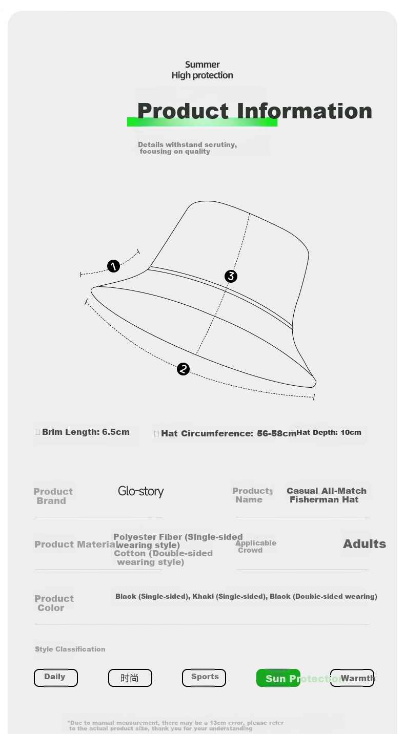 GLO-STORY Sun Hat for Men And Women, Wide Brim UV Protection Fisherman Hat, Sun Visor Cap for Ladies 6