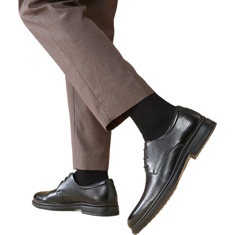 Bata Commuter Business Leather Shoes Comfortable Cowhide Men's Dress Shoes Wedding Shoes 25002AM5 Black (Perforated) Size 38