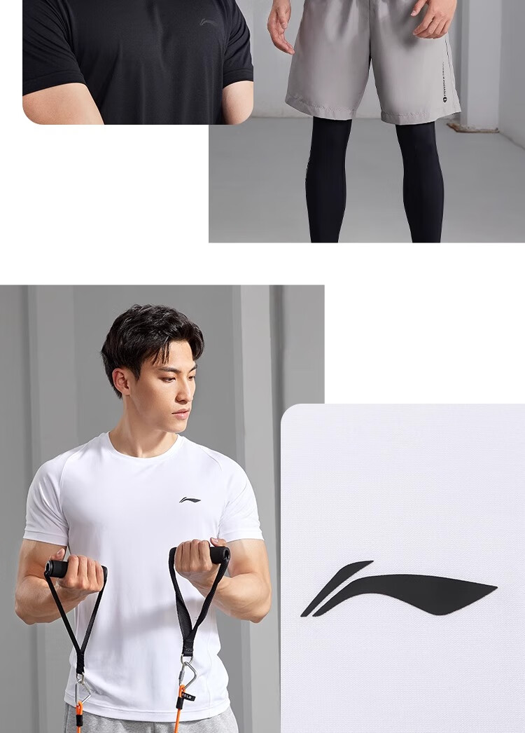Li-Ning Quick-Dry Short-Sleeve T-Shirt for Men, Summer Running Fitness Sports Wear, Moisture-Wicking Breathable Ice Silk T-Shirt, Training Top 7