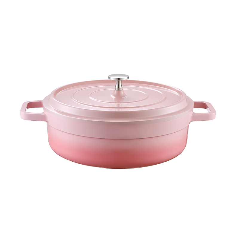 JD Original Ceramic Enamel Light Press Stew Pot for Porridge And Noodles, Compatible with Induction Cooker, Housewarming Gift, 26cm Gradient Pink