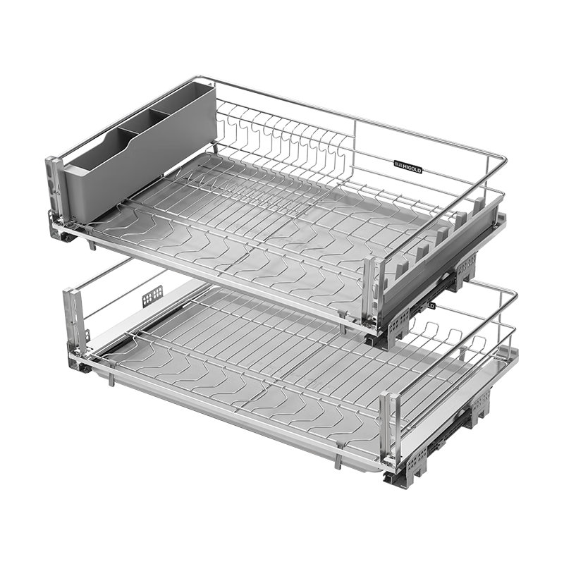 HIGOLD Fashion Series 2.0 Upgraded 304 Solid Round Steel Kitchen Bowl Rack Drawer Bowl Basket for 700 Cabinet