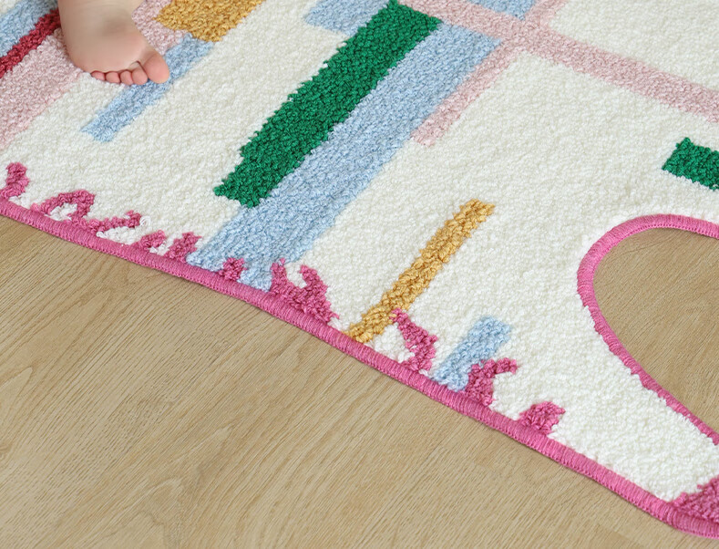 Saibosi Art-Grade Memphis Rainbow Zebra Children's Carpet for Girls' Bedroom Bedside Rug, 80x155cm 5