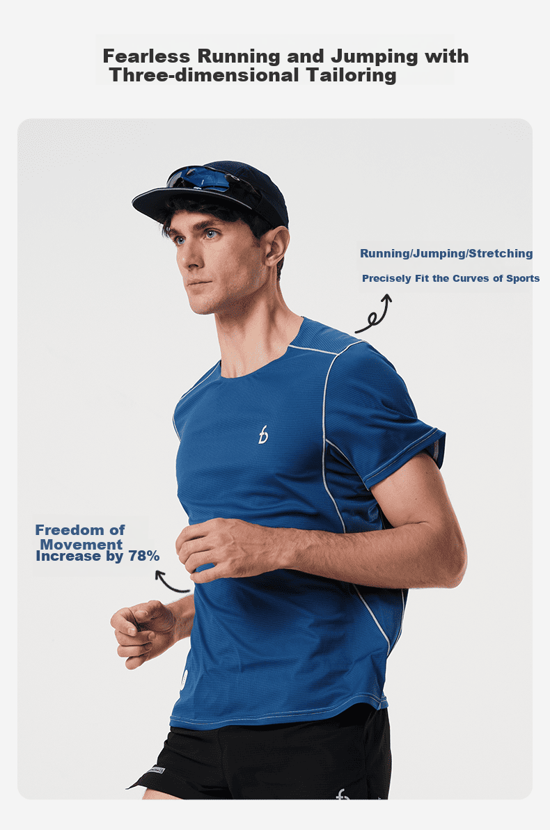 Flipbelt [Silver Ion T] Men's Short-Sleeve Summer Breathable Sports Casual Fitness Top Running Ice Blue, XS 8