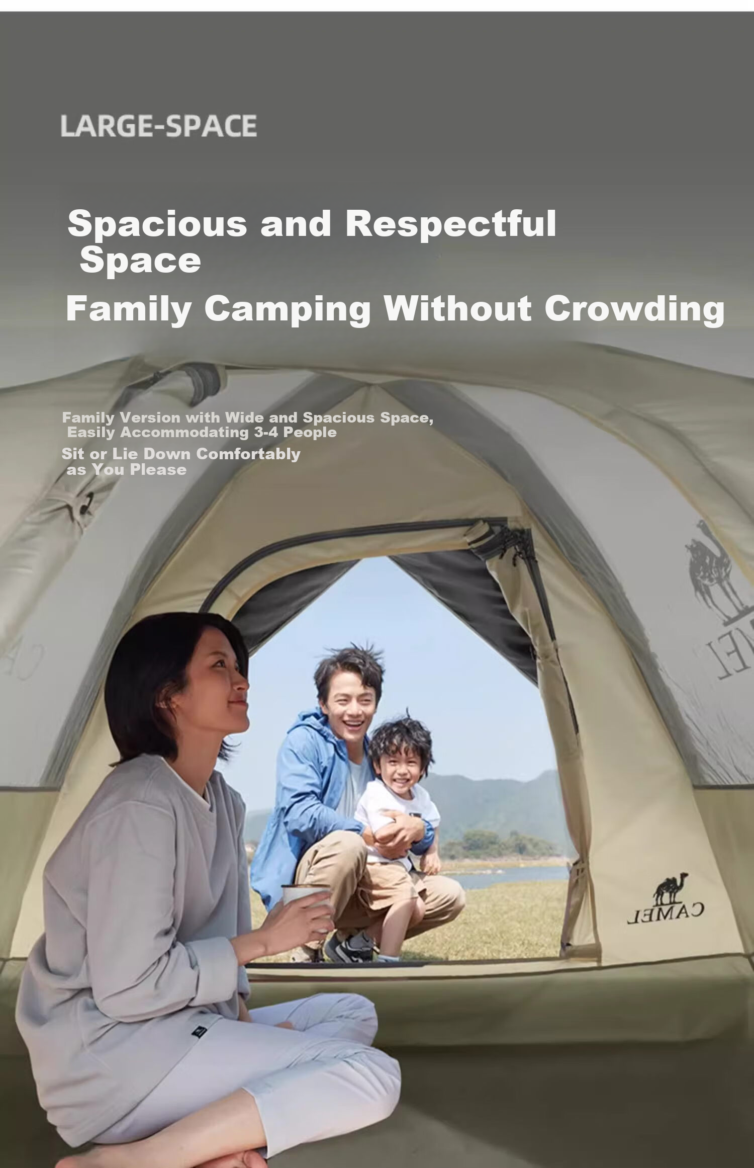 CAMEL Outdoor Titanium Black Gel Tent, Portable Sun Protection, Foldable, for Park Picnics, Camping, Overnight Stays, And Home Use 11