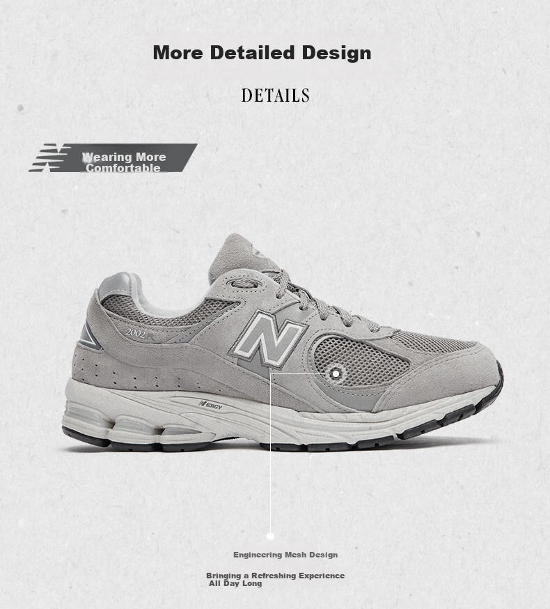 NEW BALANCE Summer Sports Shoes for Men And Women, Versatile Breathable Low-Top Retro Casual Shoes 2002R Series ML2002RC 36 7