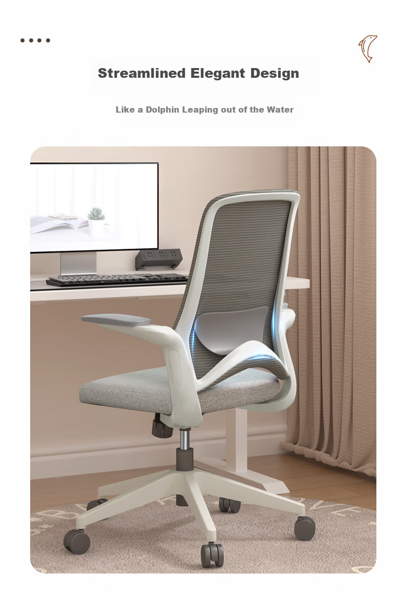 AURORA CELT Dolphin Computer Chair, Office Chair, Simple Mid-Back Adjustable Seat Chair with Flip-Up Armrests And Reversible Backrest 3