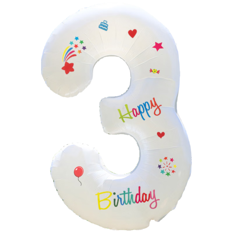 Duomeiyi Birthday Scene Decoration, Girl And Boy Birthday Number Balloons, 3-Year Children's Atmosphere Props, Party Decorations, White