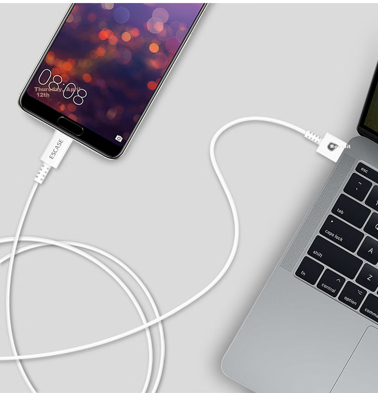ESCASE Type-C Data Cable Charger Cord Suitable for Honor 300, Huawei Mate 70 Pro, Samsung, Xiaomi 15 Phones, OPPO Android Phones, Tablets, Car Use, 1 Meter C13 White 1