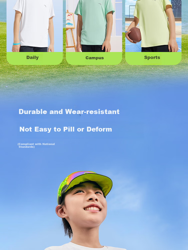 ANTA Children's Boys Quick-Dry Short-Sleeve Summer Cool T-Shirt, Children's Sportswear, A72527105 11