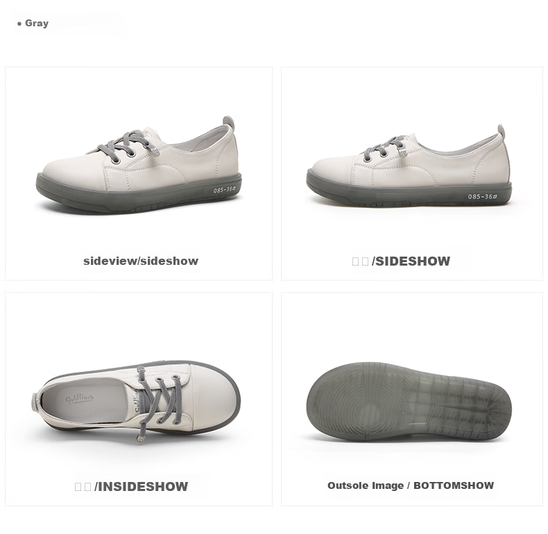 Goldlion Women's Slip-On Casual Soft-Soled Flats, Flat White Sneakers for Women, 668130071, Gray, Size 38 10