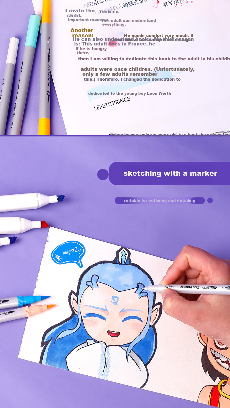 [Lowest Price Online] Mont Marte 48-Color Dual-Tip Markers, Sketching And Coloring Pens for Children's Art, Watercolor Pen Set, Student Drawing Graffiti Colored Pens MMPM0024 Sketching Markers for Drawing 3