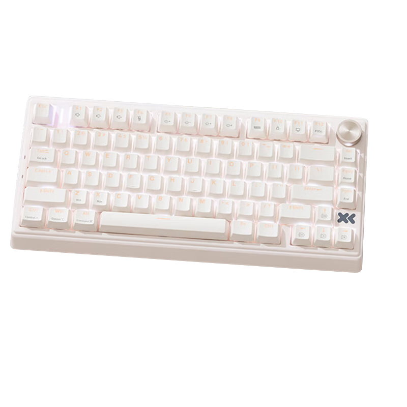 Lenovo Xiaoxin K5 Custom Mechanical Keyboard Full Hot-Swappable, Gaming And Office 79-Key Ring Nu Blue Switch Compatible with Battle Laptop, White And Brown Bruni