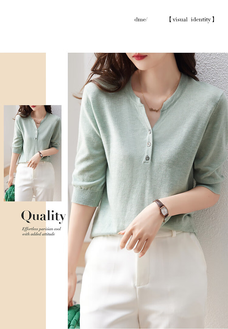 Dme [Baohe Milk Cheese] Spring And Summer Semi-Sheer Cardigan, Five-Quarter Sleeve, Petite Knit Sweater for Wome 12