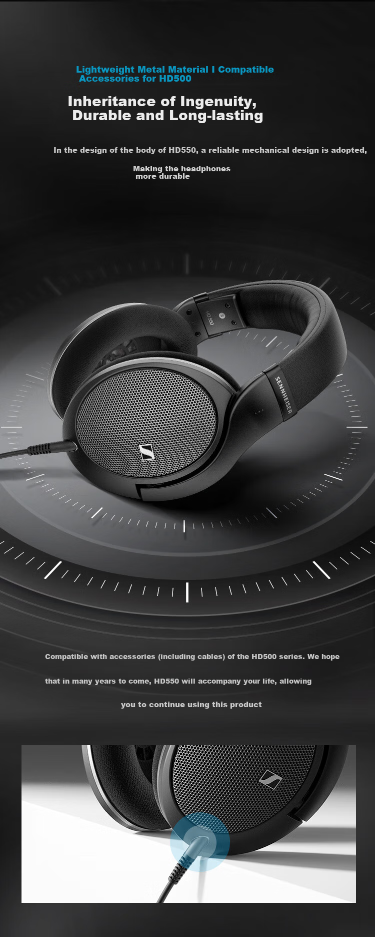 Sennheiser HD550 Wired Headphones, Open-Back HiFi Headphones, Over-Ear High-Fidelity Music And Gaming Headphones, Gift 7
