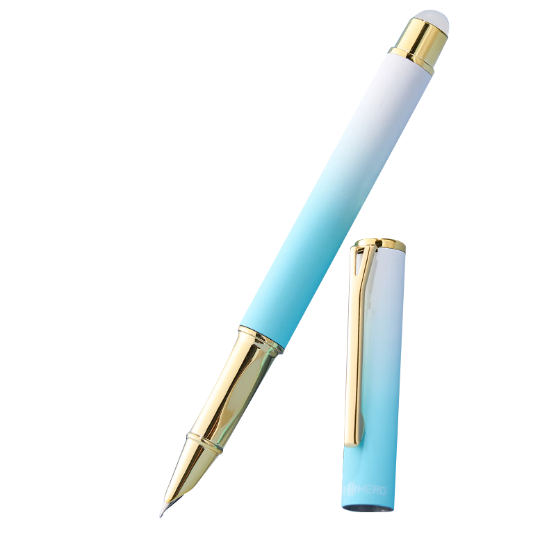 HERO Fountain Pen P302 Erasable, Third Grade Posture Correction Elementary School Student Handwriting Practice Daily Writing Ink Pen, Lime Green F Dark Nib (With 20 Free Ink Cartridges And Pen Care Tool)