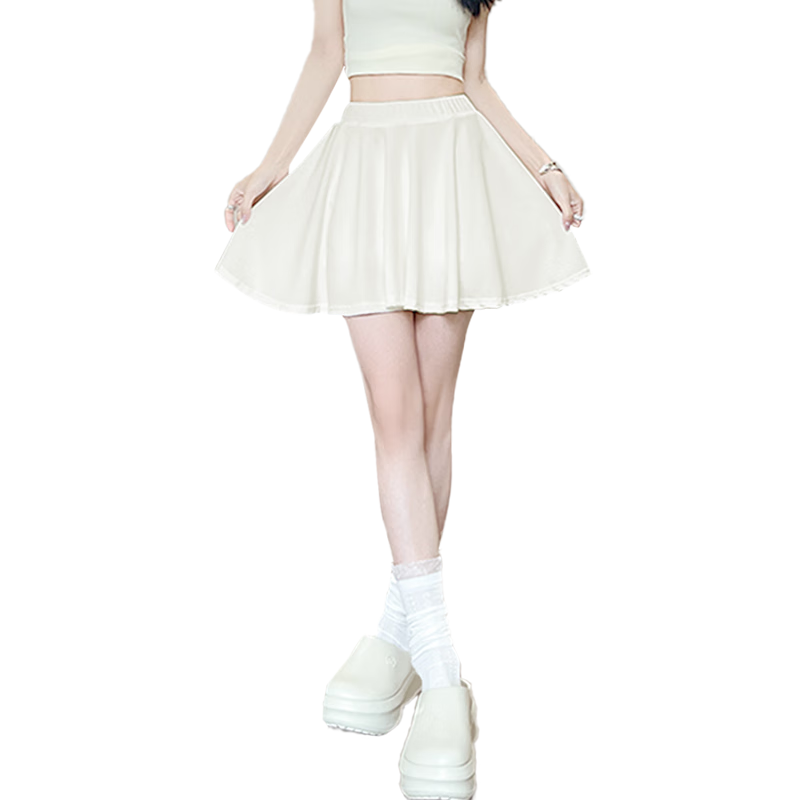 Langsha Women's Summer High-Waist Slimming Ice Silk Pleated Skirt Anti-Exposure Casual Sports A-Line Mini Skirt