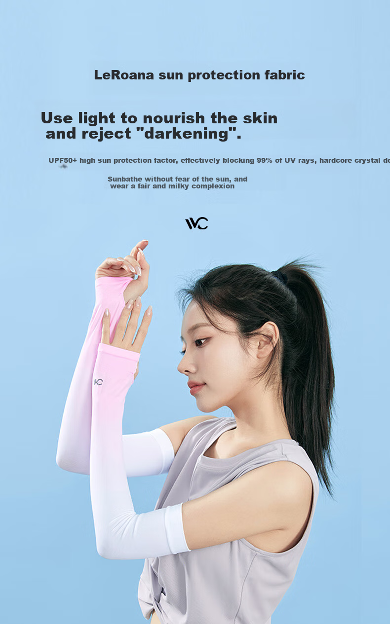 VVC Women's Gradient Sun Protection Ice Sleeves Summer UV Protection Long Arm Sleeves for Driving Outdoor Cycling - Gradient Orange 2