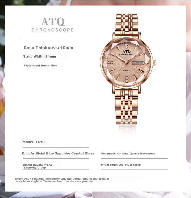 ATQ Ultra-Thin Watch for Women, Mechanical Style Top Ten Brands Wristwatch, Simple Design, New Year Valentine's Day Gift for Girlfriend Or Wife 8