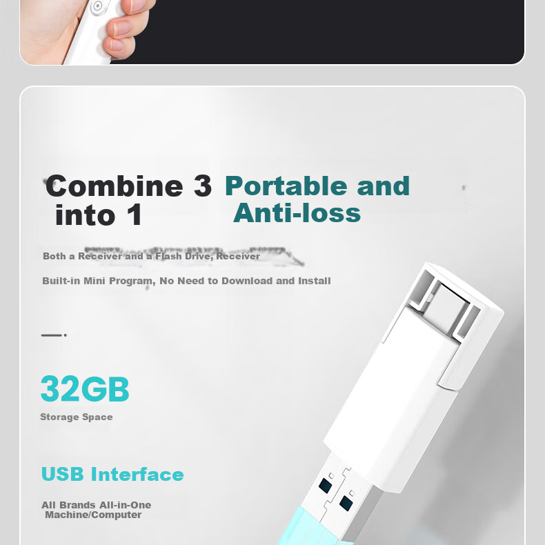ASiNG A32 Retractable Teaching Pointer, Page-Turning Pen for Teachers, Multifunctional PPT Remote Control Pen, Laser Time Display, Magnification, Focusing, Writing, Line Drawing, Countdown, Extendable Teaching Pointer, 32GB 16