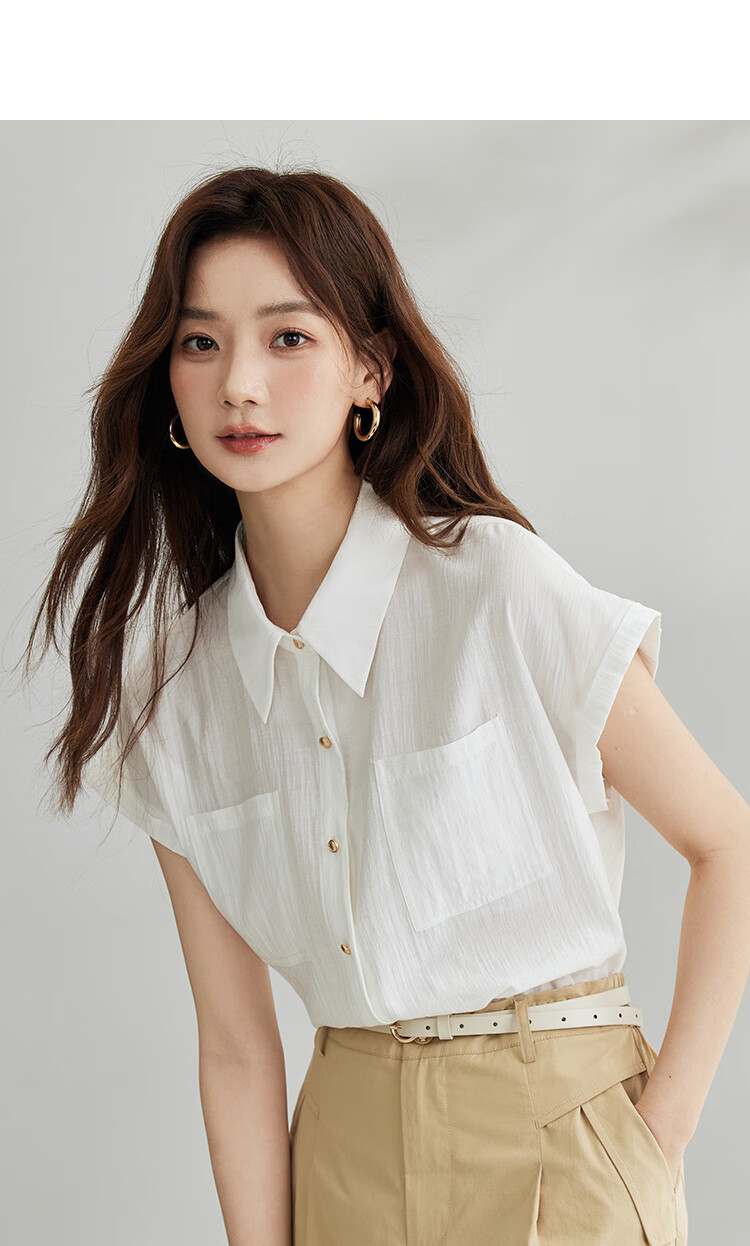 Inman Commuter Elegant Cap Sleeve Short Sleeve Shirt Women Summer Fashion High-End Roland Purple L 15