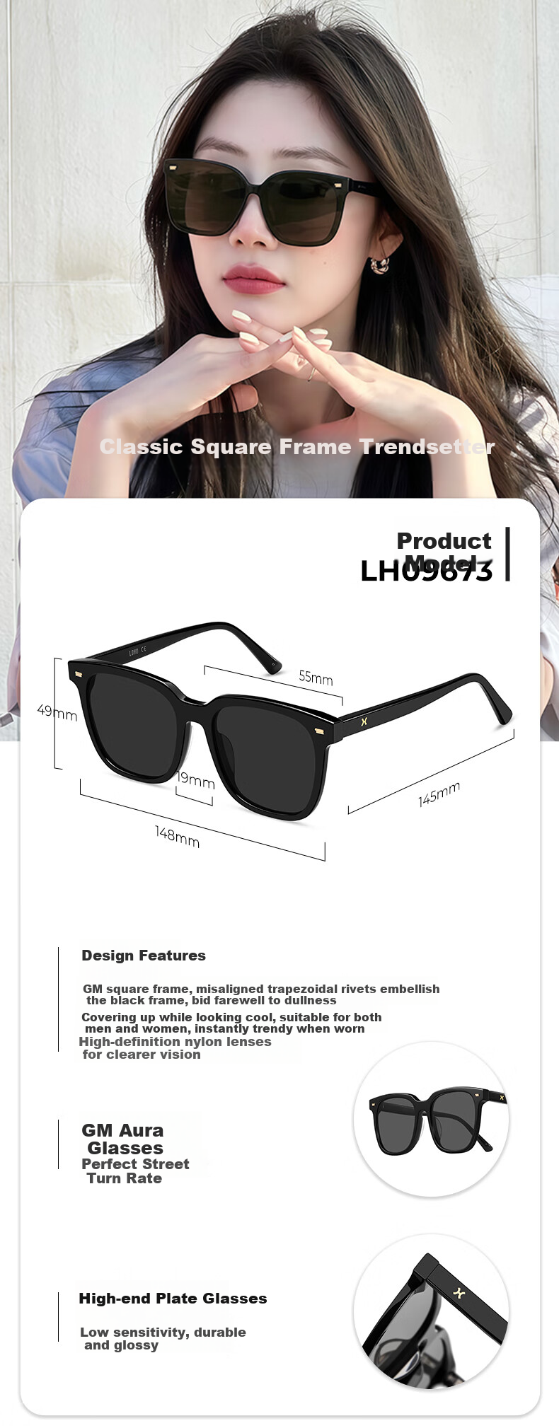 LOHO Polarized Sunglasses, High-End Slimming Effect for Women, 2026 New Style, Sun Protection, UV Protection, Eye Care, GM Glasses 2
