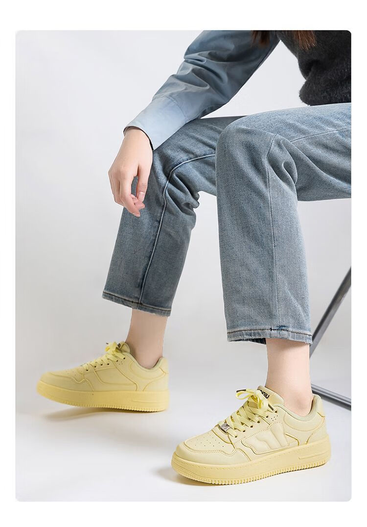 Global Korean Style Custard Yellow Shoes Women 2026 Spring Summer New Student Versatile Casual Breathable Military Training Sports Sneakers Women 1
