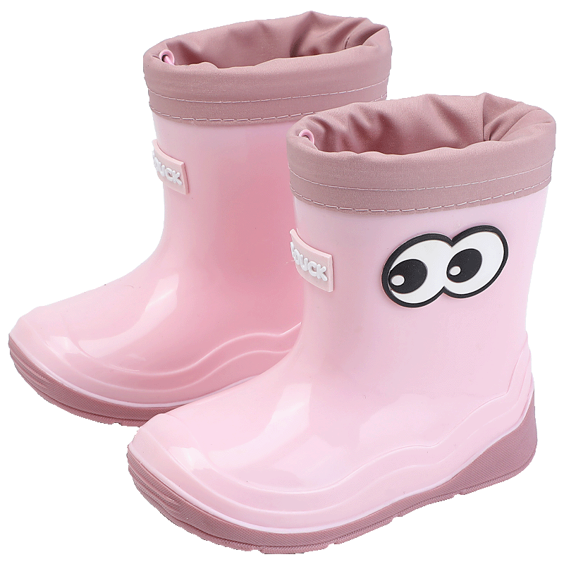 B.Duck Children's Rain Boots, Cute Cartoon Waterproof Shoes for Girls And Boys, Baby Water Shoes, Model 5917, Pink, Size 28