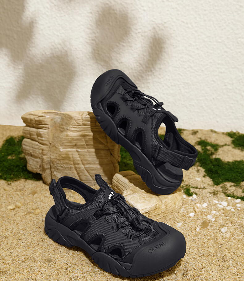 CAMEL Women's Outdoor Hollow Mesh Ugly Cute Sandals Thick Sole Creek Shoes L25M076036 Black Size 37 20