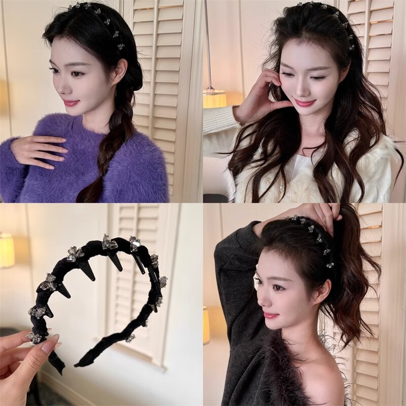 Huangjiama Headband for Women, Elegant Hair Accessory for Going Out, High Crown Headband, Stylish Internet Celebrity Paris Princess Hairpin, Face-Washing Specific 4