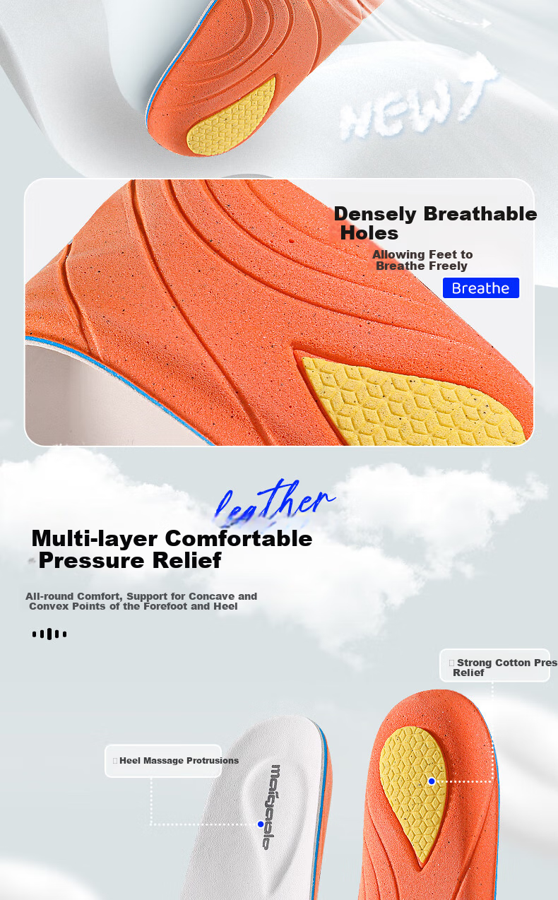 Maigaole Top-Grain Leather Ousolai Spring And Summer Deodorizing, Sweat-Absorbing, Soft, Wear-Resistant Genuine Leather Shoe Insoles, Size 37-38 7