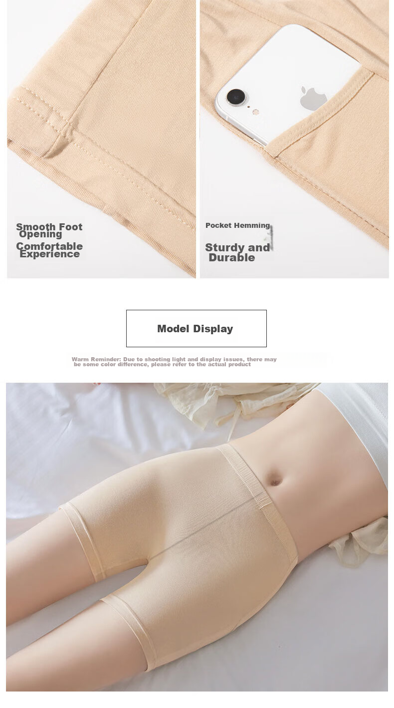 LangSha Safety Shorts for Women with Pockets, Summer Undershorts, Anti-Exposure, Non-Rolling, Elastic, Tight-Fitting, Flat-Angle, Three-Quarter Length Safety Shorts for Wome 9